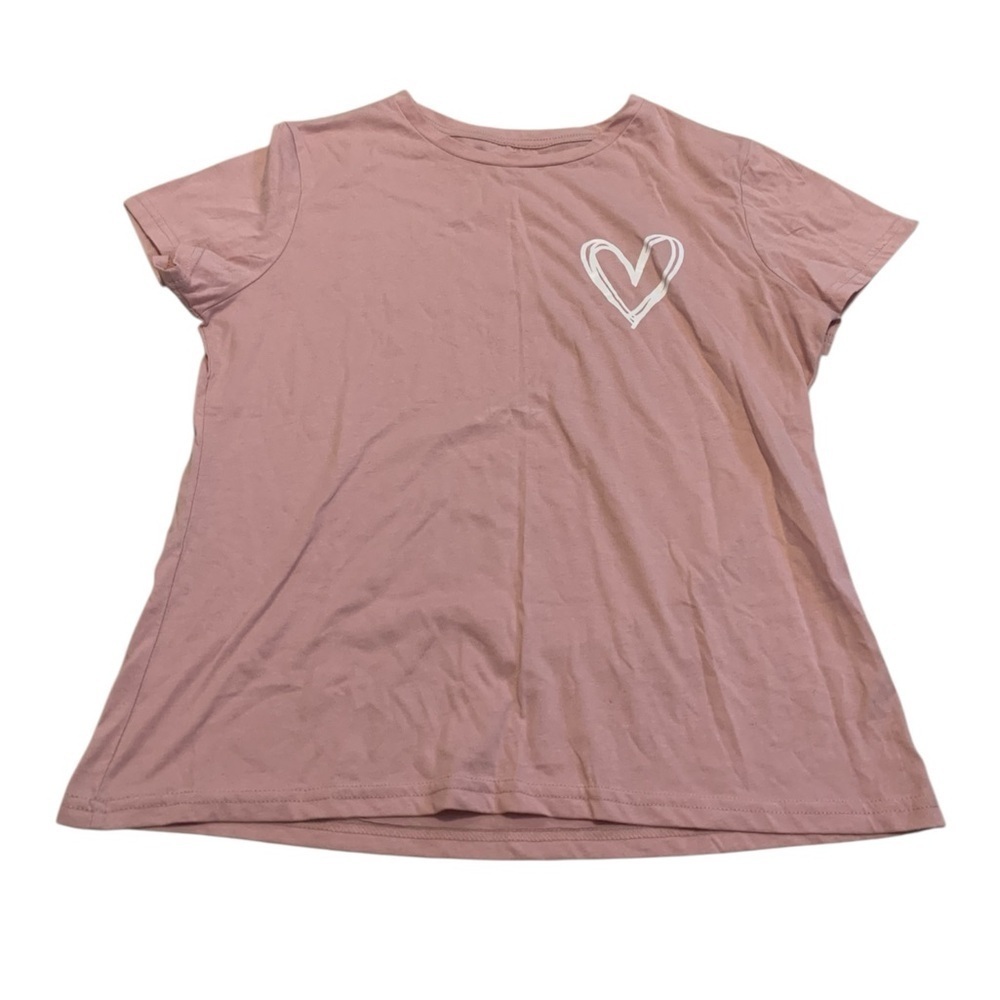 💜 SHEIN Plus Size XL Dusty Rose Pink Sketch Heart Graphic Tee Love Core